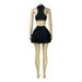 HR26025 Women's Two Piece Set European American Style Collared Tank Top with Safety Shorts And Pleated Skirt_ecoleips.com