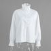 Women's Clothing Diagonal Placket Stand Collar Ruffle Shirt Style Spring Summer New Fashion Design_ecoleips.com