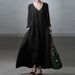 Women's Long Dress Elegant Vest Dress Casual Solid Color Loose Long Dress V Neck 2023 Spring Autumn Fashion_ecoleips.com