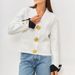 cross-border High-end Short Knitted Cardigan For Women, 2026 Autumn New Slim-fit Metal Button Sweater_ecoleips.com