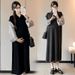 Autumn New Korean Fashion Patchwork Two-Piece Maternity Dress_ecoleips.com