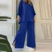 Women's Clothing Two Piece Suits Women's Long Sleeved Shirt Solid Color Pants Wide Leg Suit_ecoleips.com