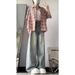 American Retro-style Drapey Jeans For Women, Spring/summer Design, High-waisted, Slimming, Petite-friendly,_ecoleips.com