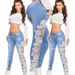 Women’s Clothing New Sexy Lace Hollow Lace Jeans Women's High Waist Cotton Trousers_ecoleips.com