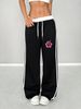 Women's Wide Leg Sweatpants Soft Comfortable Hibiscus Print Summer Bottoms European American Style 6016_ecoleips.com