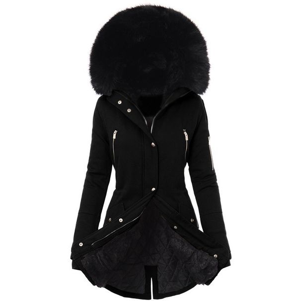 Women's Clothing Cotton Padded Jacket For Women, Long Cotton Padded Jacket, Women's Casual Hooded Coat, Fur Collar, Cotton Padded Jacket_ecoleips.com