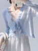 K Sunscreen Knitted Cardigan, Women's Thin Camisole Skirt, Paired With Air Conditioning Cover, Shawl, And Small Camisole Jacket_ecoleips.com