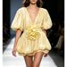 Sweet Girls V Neck Puff Sleeve Dress With Fitted Waist Three Dimensional Floral Tulle Skirt Alluring Dress_ecoleips.com