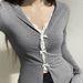 AC541 New Fresh And Sweet Bow Decoration Basic Slim Fit V-Neck Long Sleeve Lace Two-Piece Top_ecoleips.com