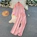 Fashionable Women's Casual Autumn Outfit Set - Loose Fit Rhinestone Long Sleeve Shirt & High Waist Wide Leg Pants_ecoleips.com