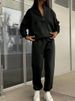 K New Fashion Zipper Collar Solid Color Casual Two Piece Set_ecoleips.com