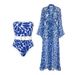 Women’s Clothing new fashion printed one piece swimsuit female long sleeved blouse French retro hot spring swimsuit_ecoleips.com