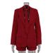 Elegant Red Tie Suit Set Two Piece Set Spring Summer New European American Style Commuter Wear Women's Clothing Shorts Jacket_ecoleips.com