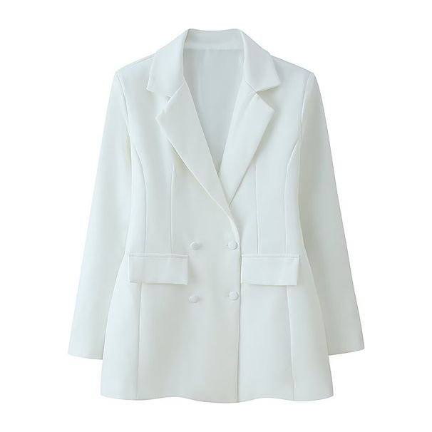Women's Slim Double Breasted Suit Dress European American Style Casual Elegant Fashion Commuter Blazer Top with Long Sleeves_ecoleips.com