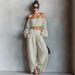 Women's Elegant Casual Fashion Off-the-Shoulder T-Shirt And Pants Set Solid Color American Style Two-Piece Spring/Autumn Summer_ecoleips.com