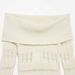 Milk White One-word Shoulder Hollow Knitted Sweater Top_ecoleips.com