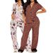 Women's Printed Cardigan High Waist Tie Up Trouser Set Short Sleeve Comfortable Home Wear Autumn Collection_ecoleips.com