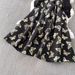 Women's Clothing Luxury Socialite Women's V Neck Full Skirt Dress Bow Detail Bright Gold Print Elegant Heavy Duty_ecoleips.com