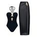 Women's Halterneck One-Piece Swimsuit With Wrap Skirt, Tummy Control Swimdress With Built-In Bra For Beach & Resort_ecoleips.com