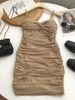 Fashionable Plump Women's Cross Knot Chest Pad Dress Sexy Short Skirt Summer New Style Korean Style High Waist Sleeveless Dress_ecoleips.com