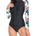 Aria Basics European And American Foreign Trade Two-piece Long-sleeve Zippered Surfing Sun-protective Women's Swimsuit, Hot Spring_ecoleips.com