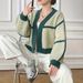 European And American Style Cross-border Knitted Sweater With Elegant V-neck, Loose Fit, Long Sleeve Cardigan Jacket_ecoleips.com