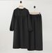 2025 Muslim Women's Two-Piece New Solid Color Long Sleeve Round Neck Shirt Robe Loose Wide-Leg Pants Set_ecoleips.com