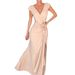 Women's Clothing Elegant V Neck Sleeveless Slit Hollow Waist Slim Dress Evening Dress_ecoleips.com