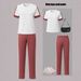 Women's 2-Piece Summer Short Sleeve Outfit Casual Loungewear Set With Color Block Print Breathable Summer Fabric_ecoleips.com