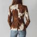 Faux Suede Print Long Sleeve Blazer Jacket - Single Button Casual Coat For Women, Elegant & Stylish_ecoleips.com