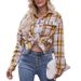 Women's Autumn/Winter Casual Loose Checkered Shirts With Contrasting Color Cardigans Wholesale Available_ecoleips.com