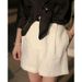 Qian Feng Women's Linen Shorts Summer Slimming Wide Leg High Waist Casual Breathable Cotton-Linen Style Commuter Pants_ecoleips.com