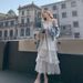 Sweet Youthful White French Style Spaghetti Strap Women's Summer Vacation Loose Fit Cake Long Dress For Petite Sizes_ecoleips.com