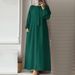 Women's Clothing Fashion Bow Tie Lapel Solid Color Long Sleeved Shirt Sundress Pocket Loose Cardigan Long Skirt_ecoleips.com