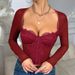 Women's Clothing Slim Fit Mesh Patchwork Bra Underwire Long Sleeved Sexy Lace See Through Fishtail Design_ecoleips.com