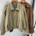 Retro Women's Clothing Suede Jacket Lapel Zip Up Coat Autumn Winter Regular Fit Elegant Fashion Daily Wear_ecoleips.com