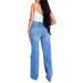 Factory Direct Ladies Jeans Long High Waist Ripped Burr Selling European And American Style Comfortable Wide Leg Pants_ecoleips.com