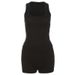 Women's Clothing Autumn Fashion Casual Round Neck Solid Color Slim Fit I Shaped Vest High Waist Shorts Suit_ecoleips.com
