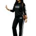 Women's Plaid Print Sweatshirt And Sweatpants Set Letter Print Drawstring Hooded Long Sleeve Loose Fit Cross Border Style_ecoleips.com