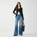 Women's Clothing High End Women's Loose Ripped Jeans Textured Pure Cotton Floor Length Straight Wide Leg Pants For Spring Autumn_ecoleips.com
