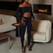 Women's European American Style Two Piece Set Off-Shoulder Top And Trousers Long/Short Sleeve Hollowed Out Tight-Fitting Autumn Wear_ecoleips.com