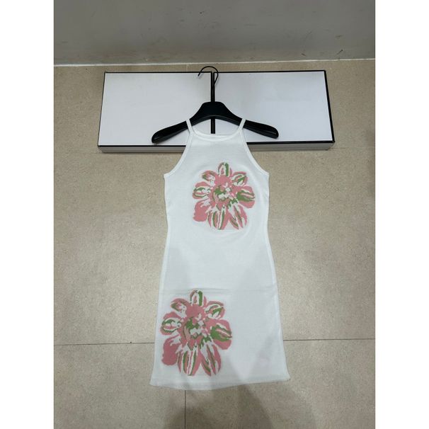 Trendy Brand Knitted Floral Sleeveless Pullover Slip Dress, Slim-Fit Brand Logo And Versatile, New Summer 2026 Collection_ecoleips.com
