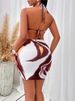 New Women's Print Dress Fashion Sexy Backless Lace Up Bodycon Package Hip Spaghetti Strap Dresses Holiday Beach Party Dress_ecoleips.com