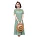 Chinese-style Summer Dress Mothers, Fashionable Noblewoman's Improved Cheongsam, Knee-length Skirt For Middle-aged And_ecoleips.com