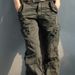 Women's Clothing Multi Pocket Large Size Black Casual Pants Khaki Overalls Loose Straight Trousers_ecoleips.com