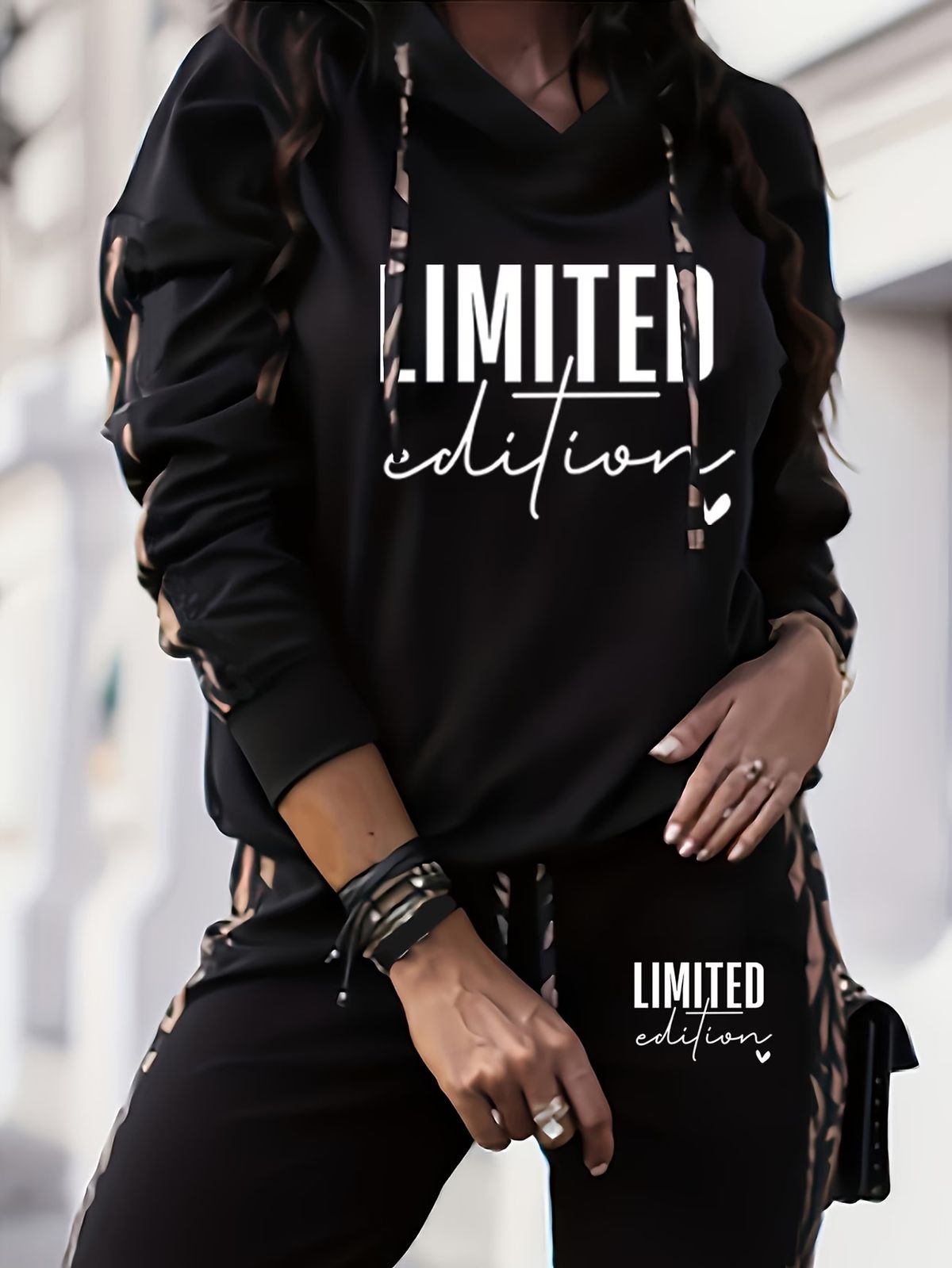 Women's Fashion Printed Hooded Pant Set Long Sleeved Top Bottoms Matching Spring Autumn Wear_ecoleips.com