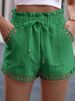 Women's Cotton Linen Shorts Multi-Color Multi-Size Elastic Waistband And Side Pockets - Comfort Fit Trousers In Multiple Colors_ecoleips.com