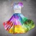 Women's Rainbow-Printed Waist-Slimming Dress_ecoleips.com