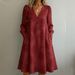 European And American Women's Retro Elegant V Neck Floral Embroidery Long Sleeved Dress 2026_ecoleips.com