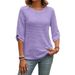European And American Fashion Round Neck Medium-sleeved Knitted Sweater, Loose And Thin Versatile Hot-selling Top_ecoleips.com